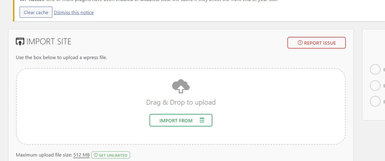 Upload backup